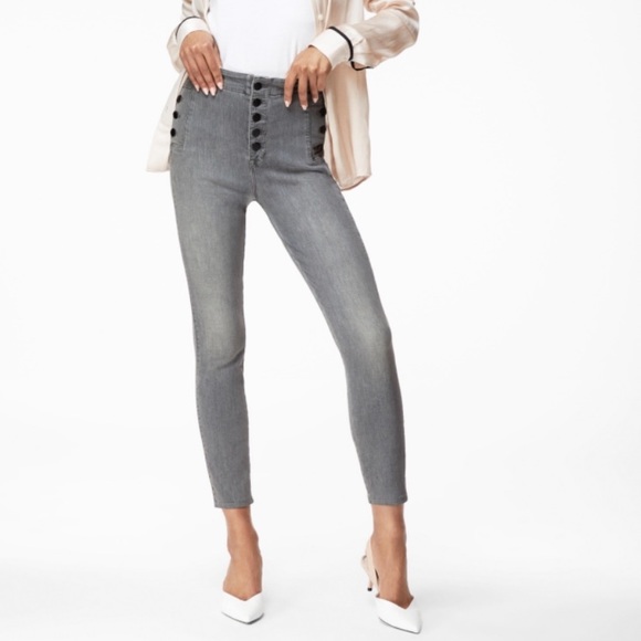 J Brand Denim - J Brand Natasha Sky High Crop Jeans in Pearl Gray